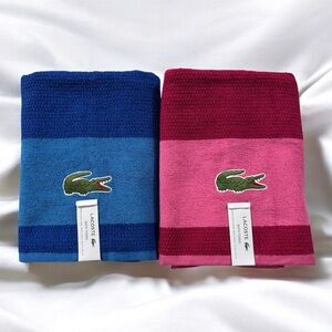 LACOSTE 2 pieces Bath Towel 100% Cotton Pink/Blue